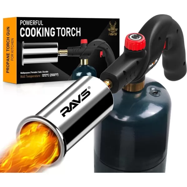 imageravs POWERFUL Propane Cooking Torch Searing Torch for Sous Vide Steak BBQ Grill Gun Kitchen Blow Torch Handheld Culinary Torch for Creme Brulee Campfire Charcoal Starter Gas Tank Not Included