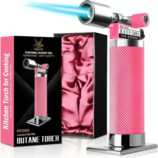 imageravs Refillable Butane Torch Lighter for Men Kitchen Torch Lighter for Creme Brulee Cooking Torch Gun with Adjustment Flame Blow Torch for Cooking Food Torch  No Butane FuelPink