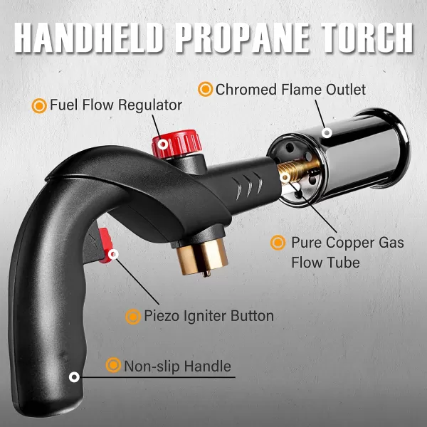 imageravs POWERFUL Propane Cooking Torch Searing Torch for Sous Vide Steak BBQ Grill Gun Kitchen Blow Torch Handheld Culinary Torch for Creme Brulee Campfire Charcoal Starter Gas Tank Not Included