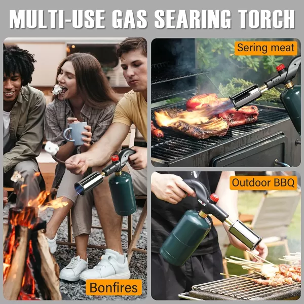 imageravs POWERFUL Propane Cooking Torch Searing Torch for Sous Vide Steak BBQ Grill Gun Kitchen Blow Torch Handheld Culinary Torch for Creme Brulee Campfire Charcoal Starter Gas Tank Not Included