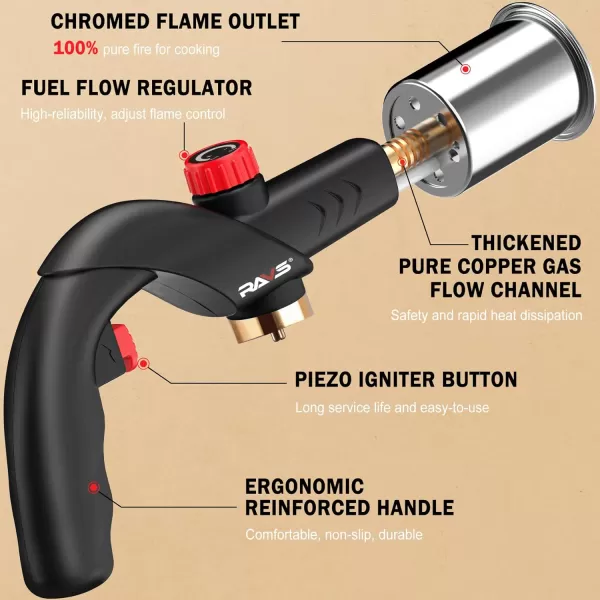 imageravs Propane Cooking Torch Adjustable Meat Searing Torch Powerful Fire Starter Torch Sous Vide Torch for Searing Bbq Creme Brulee Grill Torch Charcoal Starter Gifts for Men Fuel Not Included