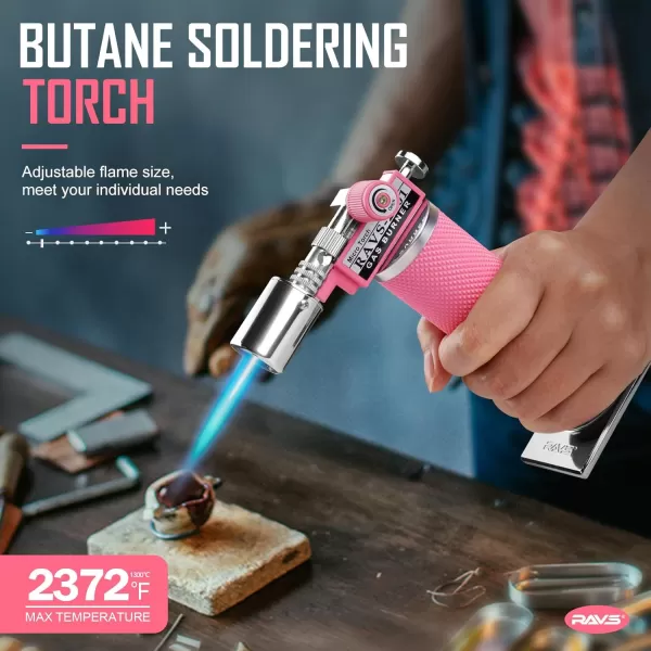 imageravs Refillable Butane Torch Lighter for Men Kitchen Torch Lighter for Creme Brulee Cooking Torch Gun with Adjustment Flame Blow Torch for Cooking Food Torch  No Butane FuelPink