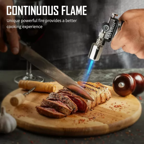 imageravs Refillable Butane Torch Lighter for Men Kitchen Torch Lighter for Creme Brulee Cooking Torch Gun with Adjustment Flame Blow Torch for Cooking Food Torch  No Butane FuelBlack