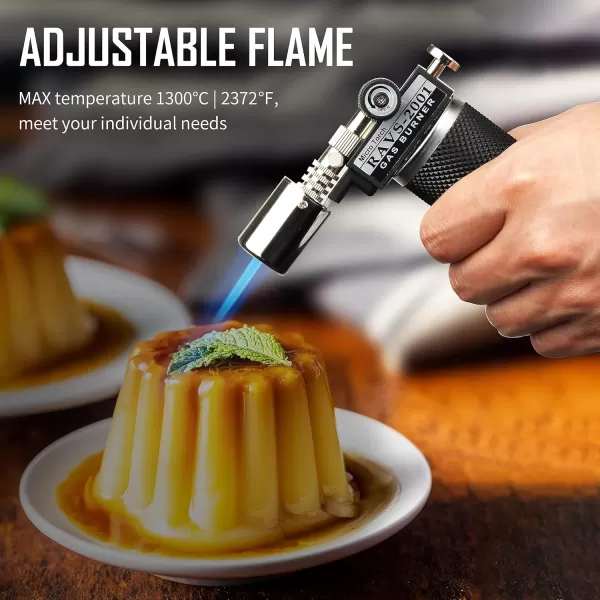 imageravs Refillable Butane Torch Lighter for Men Kitchen Torch Lighter for Creme Brulee Cooking Torch Gun with Adjustment Flame Blow Torch for Cooking Food Torch  No Butane FuelBlack