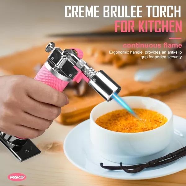 imageravs Refillable Butane Torch Lighter for Men Kitchen Torch Lighter for Creme Brulee Cooking Torch Gun with Adjustment Flame Blow Torch for Cooking Food Torch  No Butane FuelPink