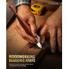 imageravs Double Bevel Striking Marking Knife Woodworking and Leather Sheath Premium Rosewood Handle Scribing Knife with High Carbon Steel Blade for All Sorts of WoodSilver