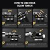 imageRAVS Butane Torch Lighter Refillable Cooking Torch with Safety Lock and Adjustable Flame Creme Brulee Torch for Baking BBQ White Mini Torch for Cooking Gifts for Women Butane Gas Not IncludedBlack