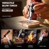 imageRAVS Butane Torch Lighter Refillable Cooking Torch with Safety Lock and Adjustable Flame Creme Brulee Torch for Baking BBQ White Mini Torch for Cooking Gifts for Women Butane Gas Not IncludedBlack