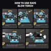 imageRAVS Butane Torch Lighter Refillable Cooking Torch with Safety Lock and Adjustable Flame Creme Brulee Torch for Baking BBQ White Mini Torch for Cooking Gifts for Women Butane Gas Not IncludedGlacier Blue