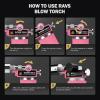 imageRAVS Butane Torch Lighter Refillable Cooking Torch with Safety Lock and Adjustable Flame Creme Brulee Torch for Baking BBQ White Mini Torch for Cooking Gifts for Women Butane Gas Not IncludedPink