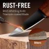 imageRAVS Wood Carving Knife with Leather Sheath High Carbon Steel Blade Whittling Knife with Titanium Coating Sloyd Knife with Ergonomic Rosewood Handle Wood Carving Kit for Beginners to Experts