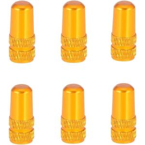 image6Pcs Bike Presta Valve Caps Schrader Tire Valve Stem Caps Anodized Aluminum Alloy Bike Tire Valve Caps Dust Covers for MTB Road Racing Bicycle French Presta Valve Caps Gold