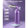 imageRAVS Refillable Double Flame Butane Torch Creme Brulee Torch with Adjustable Flame 20G Large Capacity Culinary Torch for Soldering BBQ Baking DIY Unique Gifts for Women Butane Fuel Not IncludedCrystal Purple