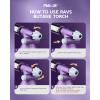 imageRAVS Refillable Double Flame Butane Torch Creme Brulee Torch with Adjustable Flame 20G Large Capacity Culinary Torch for Soldering BBQ Baking DIY Unique Gifts for Women Butane Fuel Not IncludedCrystal Purple