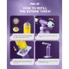 imageRAVS Refillable Double Flame Butane Torch Creme Brulee Torch with Adjustable Flame 20G Large Capacity Culinary Torch for Soldering BBQ Baking DIY Unique Gifts for Women Butane Fuel Not IncludedCrystal Purple