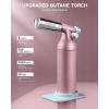 imageRAVS Refillable Double Flame Butane Torch Creme Brulee Torch with Adjustable Flame 20G Large Capacity Culinary Torch for Soldering BBQ Baking DIY Unique Gifts for Women Butane Fuel Not IncludedQuartz Pink
