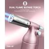imageRAVS Refillable Double Flame Butane Torch Creme Brulee Torch with Adjustable Flame 20G Large Capacity Culinary Torch for Soldering BBQ Baking DIY Unique Gifts for Women Butane Fuel Not IncludedQuartz Pink