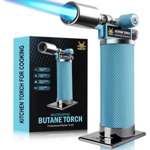 imageRAVS Butane Torch Lighter Creme Brulee Torch with Adjustable Flame Kitchen Torch for Baking BBQ DIY Christmas Gifts Stocking Stuffers Gifts for Women Orange Butane Gas Not IncludedGlacier Blue