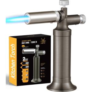 imageRavs Butane Torch Lighter Pure Copper Pink Kitchen Torch with Safety Lock Dual Flame Mode Creme Brulee Torch with Adjustable Flame Blow Torch for Cooking Gifts For Women ampamp Men Butane Not IncludedConcrete Shadow