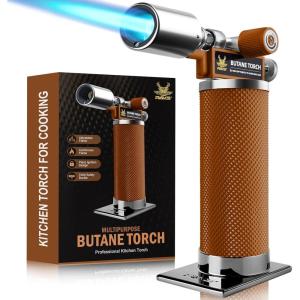 imageRAVS Butane Torch Lighter Kitchen Torch with Adjustable Flame Cooking Torch for Creme Brulee BBQ DIY Christmas Gifts Stocking Stuffers Gifts for Women Brown Butane Gas Not IncludedHazelnut Brown