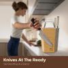imageRAVS Magnetic Knife Block with Handle 14 x 8 Inch Countertop Magnetic Knife Holder for Kitchen Knife Storage Bamboo Magnetic Knife Stand SpaceSaving Knife Organizer Universal Fit for All Knives