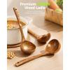 image3PCS RAVS Wooden Ladle for Soup 100 Natural Acacia Wood with Long Handle NoScratch Cookware Surface Wooden Soup Ladle for Cooking Gravy Sauce Porridge3
