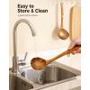 image3PCS RAVS Wooden Ladle for Soup 100 Natural Acacia Wood with Long Handle NoScratch Cookware Surface Wooden Soup Ladle for Cooking Gravy Sauce Porridge3