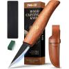 image:imageravs Whittling Knife with High Carbon Steel Blade and Leather Sheath Wood Carving Sloyd Knife with Titanium Coating Wide Bevel Wood Carving Tools with Ergonomic Handle for Beginners amp ProfessionalsStropping Kit