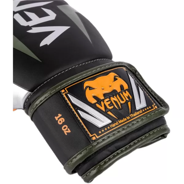 imageVenum Elite Boxing GlovesBlackSilverKaki
