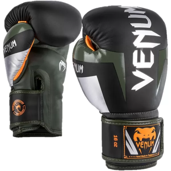 imageVenum Elite Boxing GlovesBlackSilverKaki