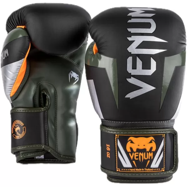 imageVenum Elite Boxing GlovesBlackSilverKaki