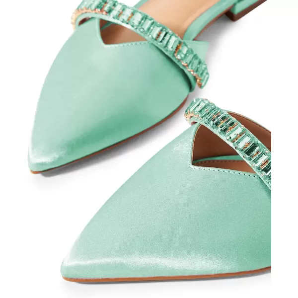 imageFSJ Women Comfortable Low Heel DOrsay Ballet Ankle Strap with Crystal Sandal Office Flats Ladies Pointed Toe Dress Wedding Shoes Size 415 USAquamarine