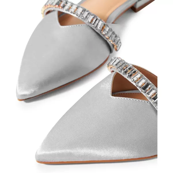 imageFSJ Women Comfortable Low Heel DOrsay Ballet Ankle Strap with Crystal Sandal Office Flats Ladies Pointed Toe Dress Wedding Shoes Size 415 USGrey