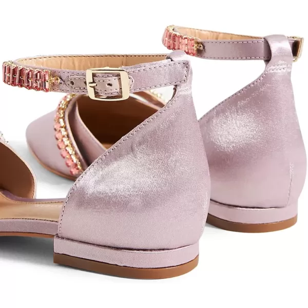 imageFSJ Women Comfortable Low Heel DOrsay Ballet Ankle Strap with Crystal Sandal Office Flats Ladies Pointed Toe Dress Wedding Shoes Size 415 USLight Purple