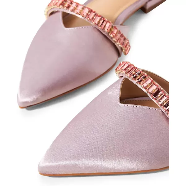 imageFSJ Women Comfortable Low Heel DOrsay Ballet Ankle Strap with Crystal Sandal Office Flats Ladies Pointed Toe Dress Wedding Shoes Size 415 USLight Purple