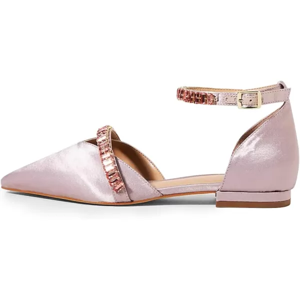 imageFSJ Women Comfortable Low Heel DOrsay Ballet Ankle Strap with Crystal Sandal Office Flats Ladies Pointed Toe Dress Wedding Shoes Size 415 USLight Purple