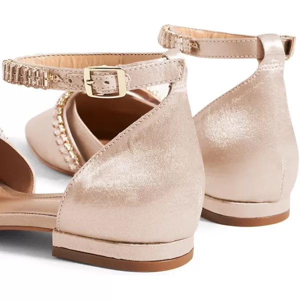 imageFSJ Women Comfortable Low Heel DOrsay Ballet Ankle Strap with Crystal Sandal Office Flats Ladies Pointed Toe Dress Wedding Shoes Size 415 USPink