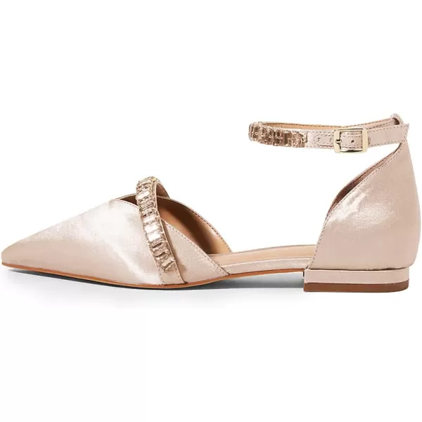 imageFSJ Women Comfortable Low Heel DOrsay Ballet Ankle Strap with Crystal Sandal Office Flats Ladies Pointed Toe Dress Wedding Shoes Size 415 USPink