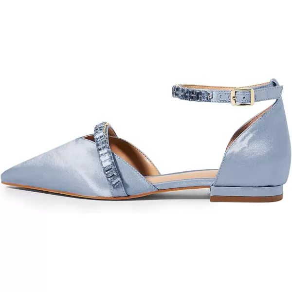 imageFSJ Women Comfortable Low Heel DOrsay Ballet Ankle Strap with Crystal Sandal Office Flats Ladies Pointed Toe Dress Wedding Shoes Size 415 USSky Blue