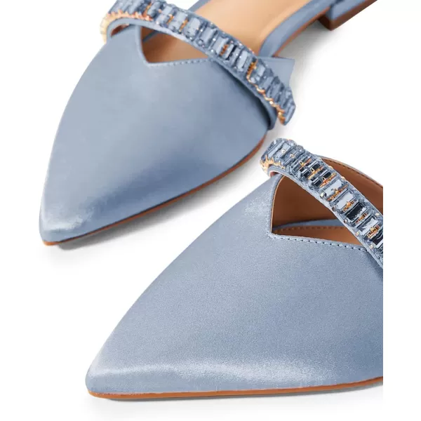 imageFSJ Women Comfortable Low Heel DOrsay Ballet Ankle Strap with Crystal Sandal Office Flats Ladies Pointed Toe Dress Wedding Shoes Size 415 USSky Blue