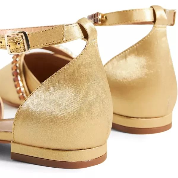 imageFSJ Women Comfortable Low Heel DOrsay Ballet Ankle Strap with Crystal Sandal Office Flats Ladies Pointed Toe Dress Wedding Shoes Size 415 USYellow Gold