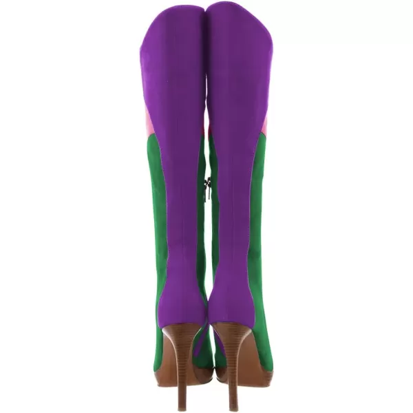 imageFSJ Women Elegant Pointed Toe Stiletto High Heel Over The Knee Boots Stitching Color Pull On Party Dress Shoes Size 415 USGreen Purple