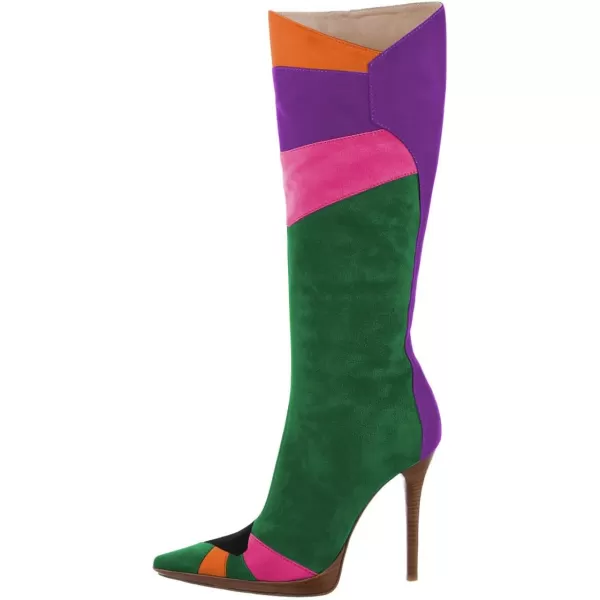 imageFSJ Women Elegant Pointed Toe Stiletto High Heel Over The Knee Boots Stitching Color Pull On Party Dress Shoes Size 415 USGreen Purple