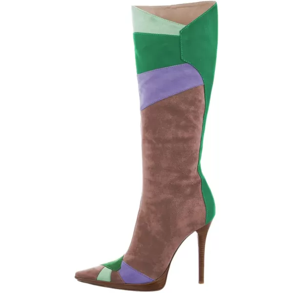 imageFSJ Women Elegant Pointed Toe Stiletto High Heel Over The Knee Boots Stitching Color Pull On Party Dress Shoes Size 415 USLightbrown Green