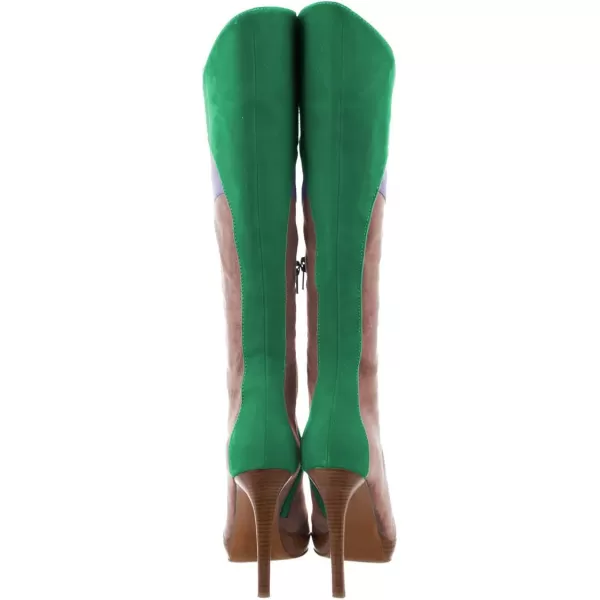 imageFSJ Women Elegant Pointed Toe Stiletto High Heel Over The Knee Boots Stitching Color Pull On Party Dress Shoes Size 415 USLightbrown Green