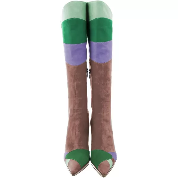 imageFSJ Women Elegant Pointed Toe Stiletto High Heel Over The Knee Boots Stitching Color Pull On Party Dress Shoes Size 415 USLightbrown Green