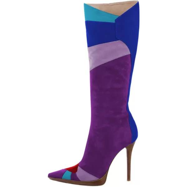 imageFSJ Women Elegant Pointed Toe Stiletto High Heel Over The Knee Boots Stitching Color Pull On Party Dress Shoes Size 415 USPurple Blue