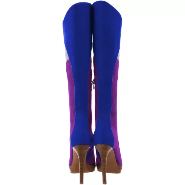 imageFSJ Women Elegant Pointed Toe Stiletto High Heel Over The Knee Boots Stitching Color Pull On Party Dress Shoes Size 415 USPurple Blue