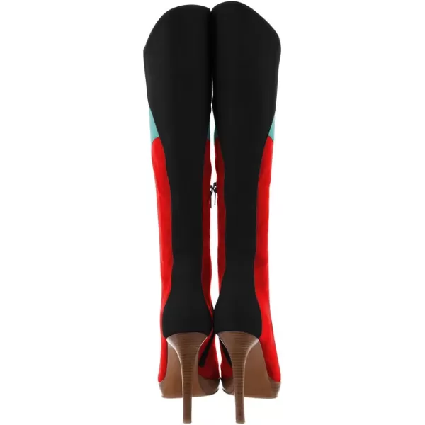imageFSJ Women Elegant Pointed Toe Stiletto High Heel Over The Knee Boots Stitching Color Pull On Party Dress Shoes Size 415 USRed Black