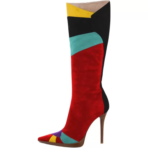 imageFSJ Women Elegant Pointed Toe Stiletto High Heel Over The Knee Boots Stitching Color Pull On Party Dress Shoes Size 415 USRed Black